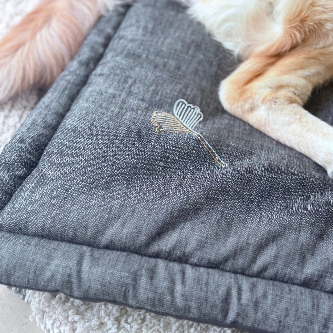 PoochMate Charcoal Herringbone Cotton Mat - 48*30