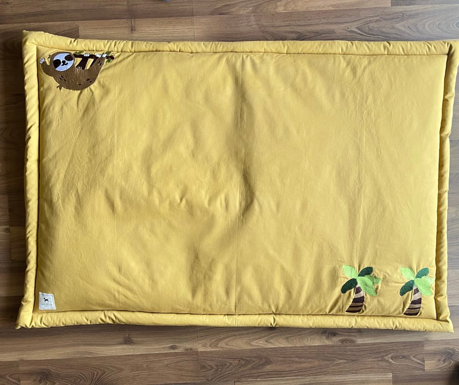 PoochMate OAK 3.0 : Lazy but Cute Sloth Bear Mustard Cotton Mat X-Large