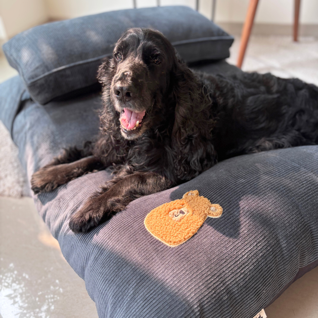 PoochMate Smokey Grey Cotton Corduroy Flat Dog Bed Cover