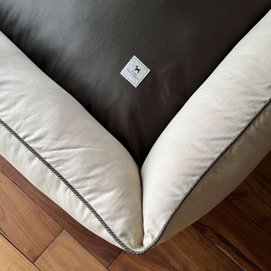 PoochMate OAK 3.0 : Bird Nest Beige & Olive Bolster Dog Bed with Bird Nest : Large