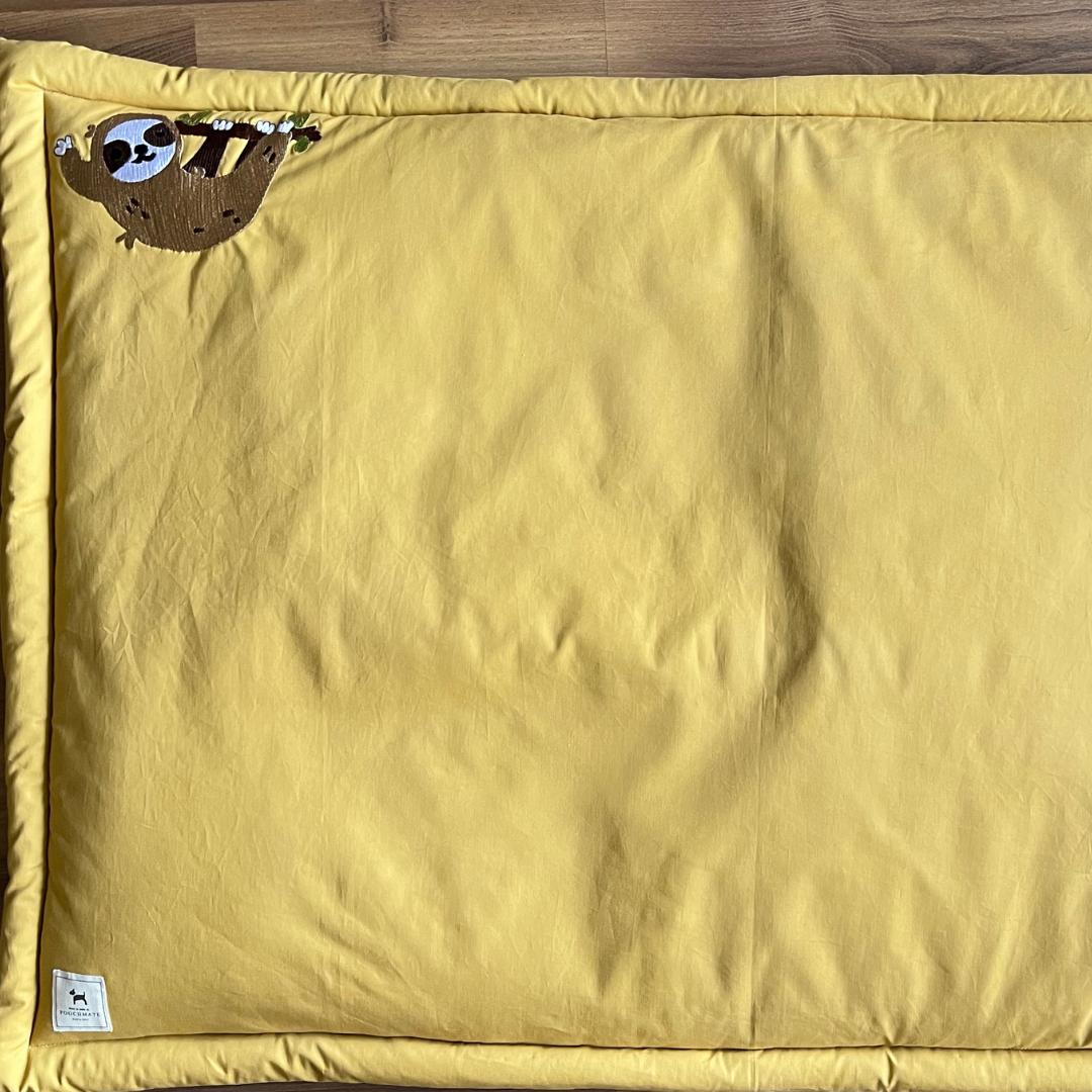 PoochMate OAK 3.0 : Lazy but Cute Sloth Bear Mustard Cotton Mat X-Large
