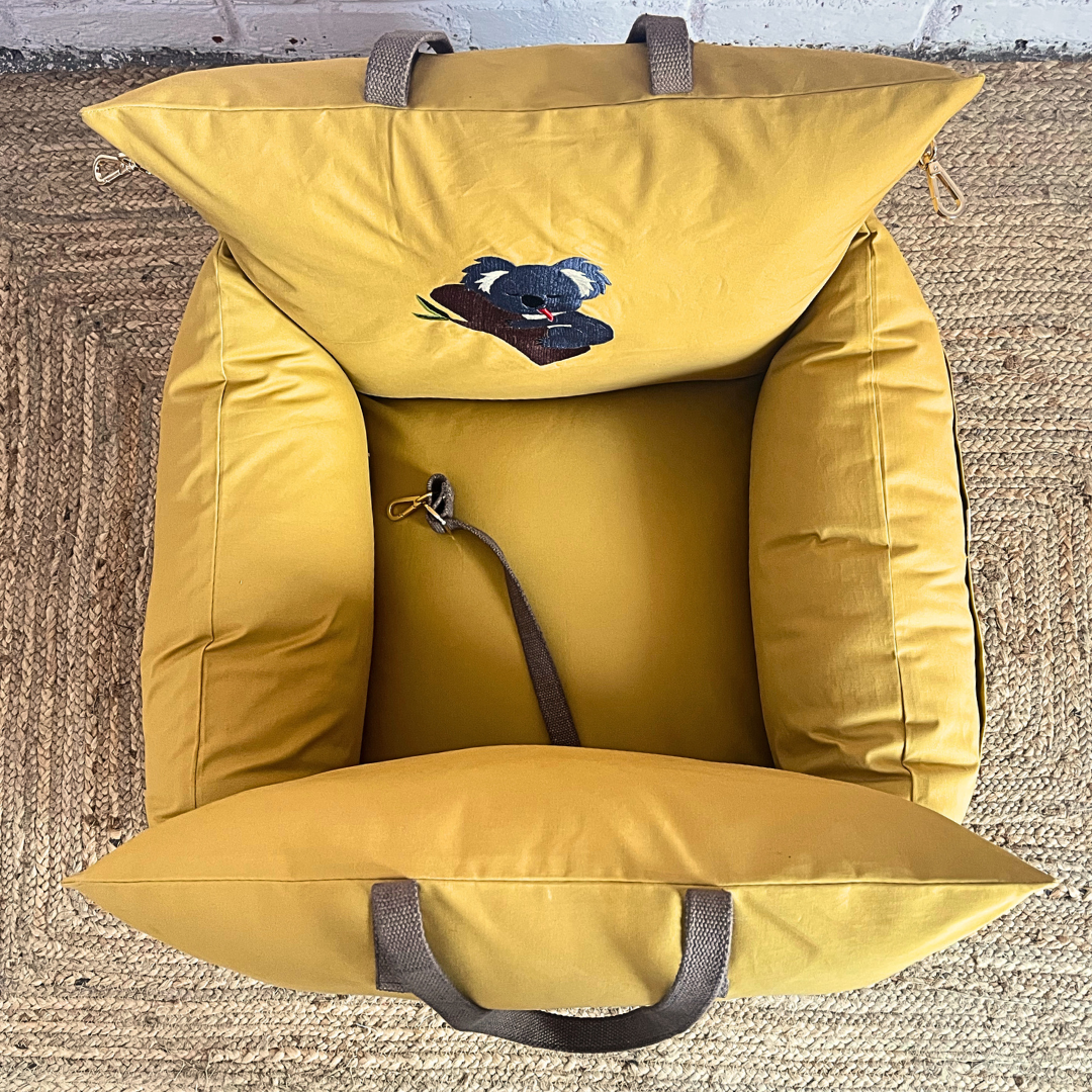 PoochMate OAK 3.0 : Koala Mustard Travel Dog Bed Mustard Small
