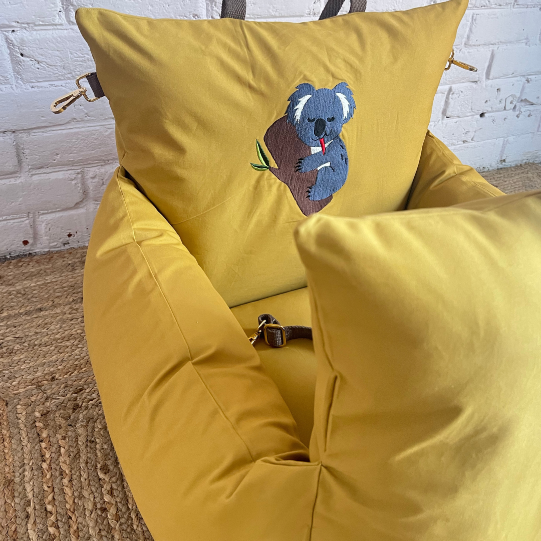 PoochMate OAK 3.0 : Koala Mustard Travel Dog Bed Mustard Small