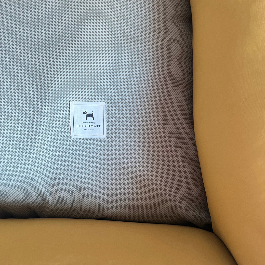 PoochMate OAK 3.0 : Gazing Zebra Mustard & Sage Bolster Dog Bed : Medium