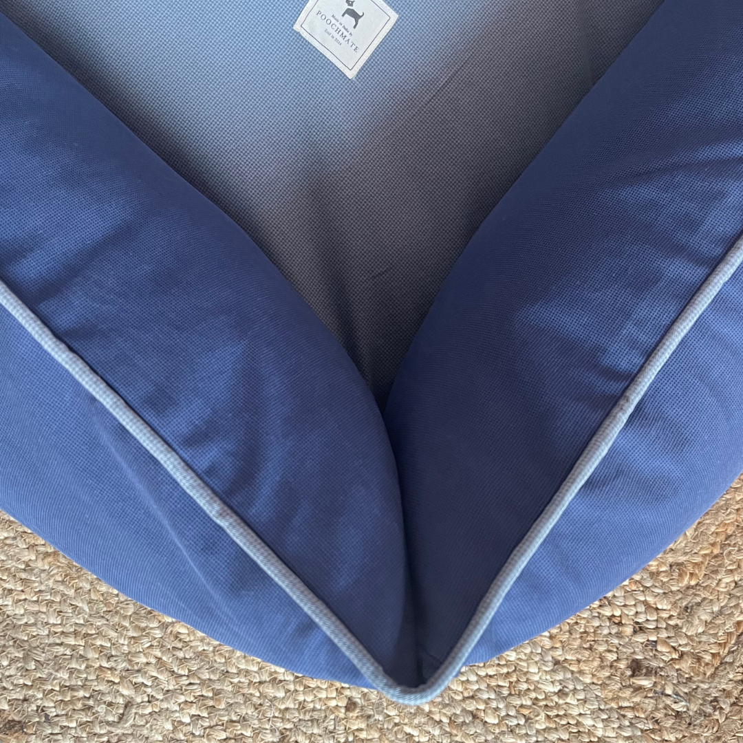 PoochMate OAK 3.0 : Peeping Duo Blue & Grey Bolster Dog Bed : Medium