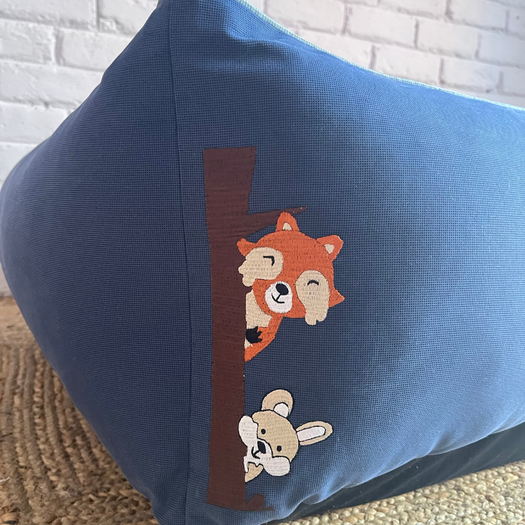 PoochMate OAK 3.0 : Peeping Duo Blue & Grey Bolster Dog Bed : Medium