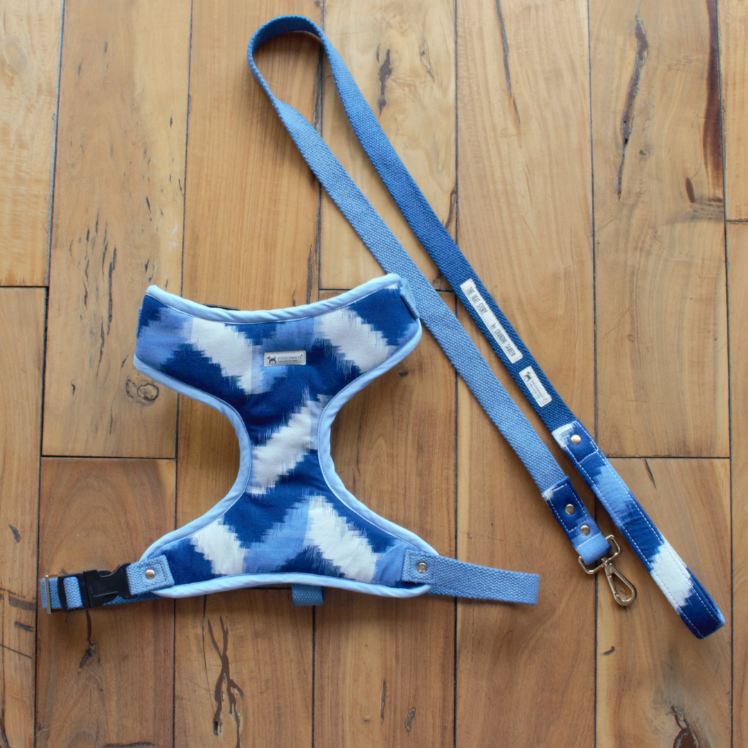 PoochMate X The Ikat Story : Blue Ikat Dog Harness