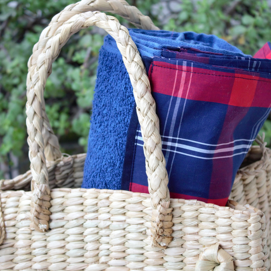 PoochMate OAK Doggie Towel - Tartan Navy Blue