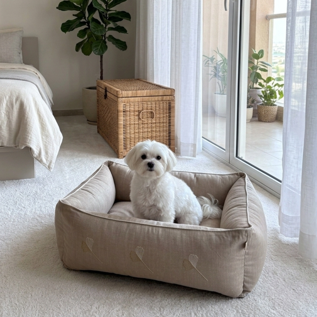 Linen Dog Bed | Large dog bed with removable cover| Dog bed with washable covers | PoochMate Beds