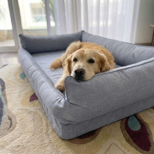 Orthopaedic dog beds| Memory foam dog beds| Memory foam dog sofa bed | Memory foam dog bed with raised sides | PoochMate memory Foam Dog bed| best memory foam dog beds India
