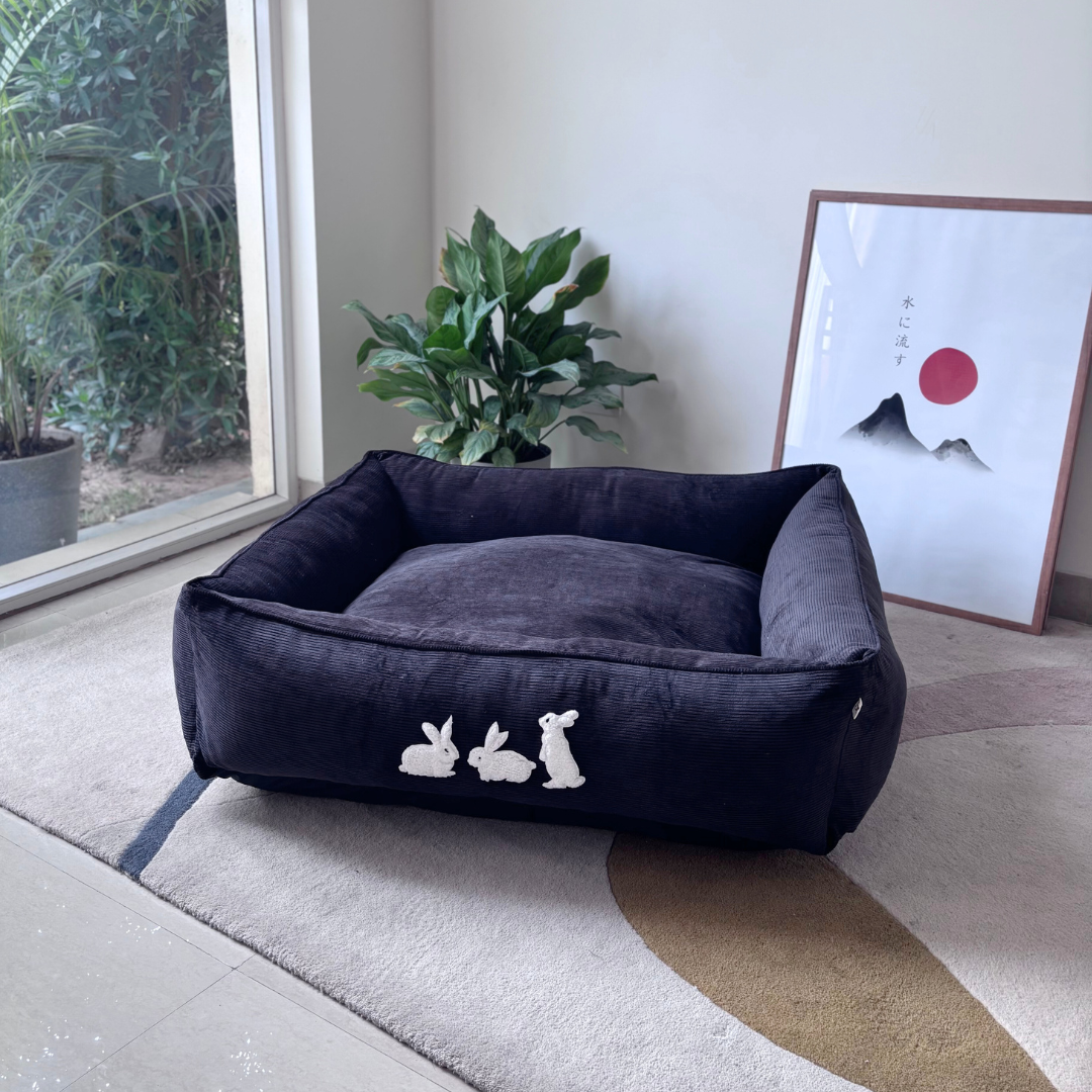 PoochMate Charcoal Corduroy Bolster Dog Bed Cover