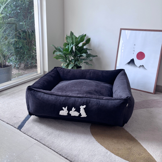 PoochMate Charcoal Corduroy Bolster Dog Bed Cover