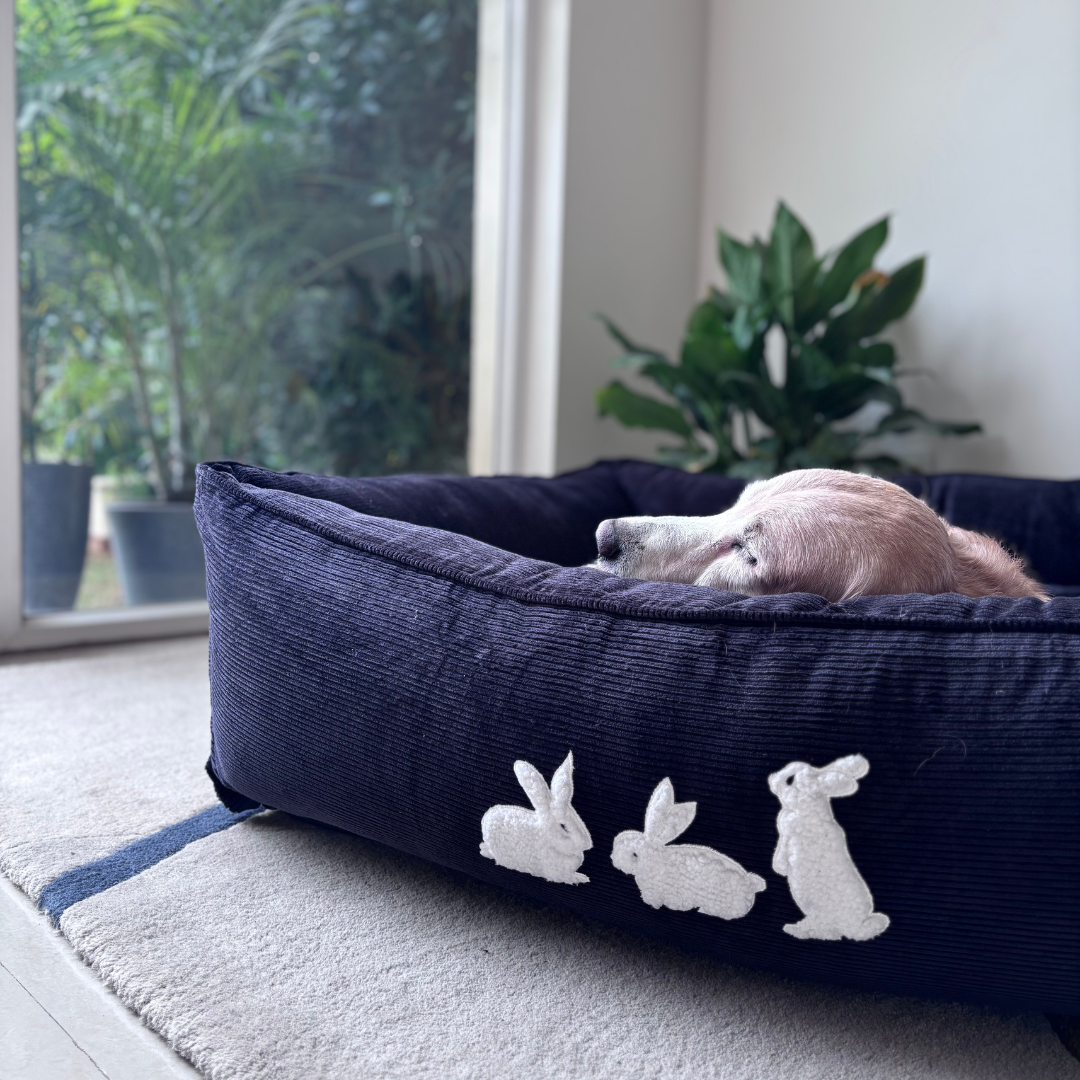 PoochMate Charcoal Grey Corduroy Bolster Dog Bed