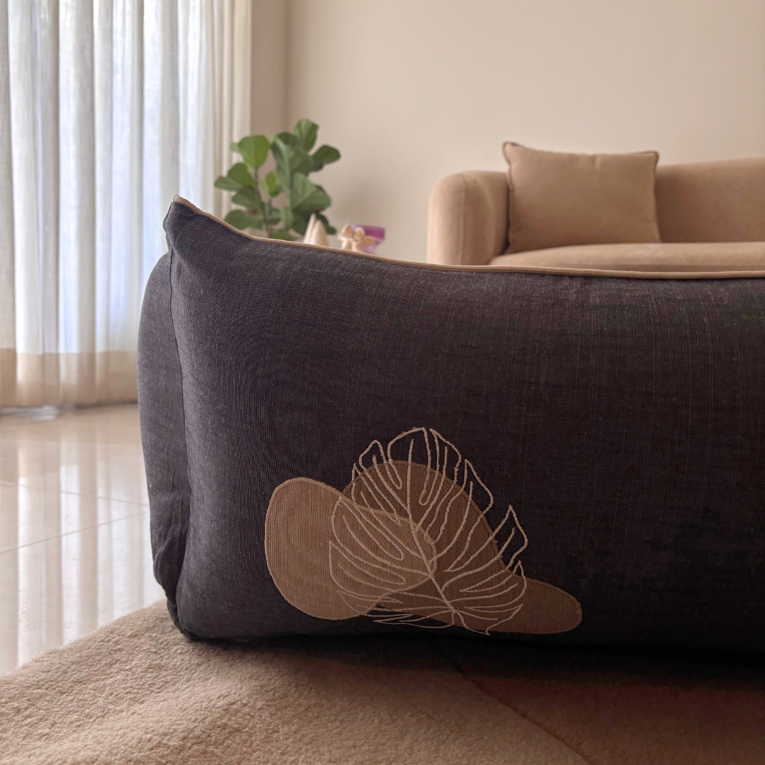 Charcoal Linen Dog Bed | Washable Dog Beds online India
