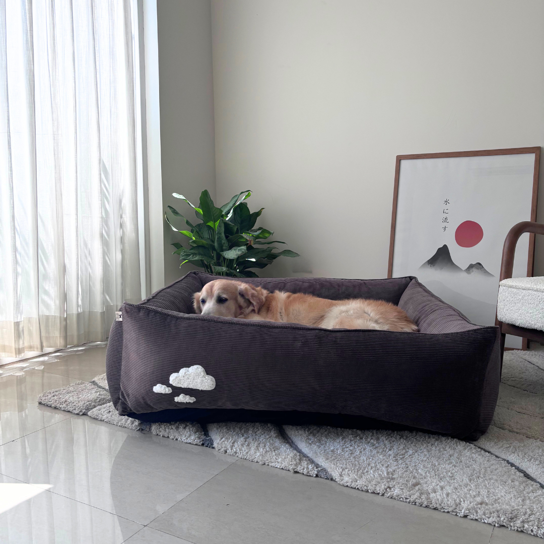 PoochMate Cocoa Corduroy Bolster Dog Bed - Large