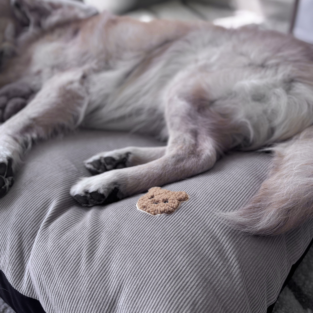 PoochMate Beige Cotton Corduroy Flat Dog Bed - Large