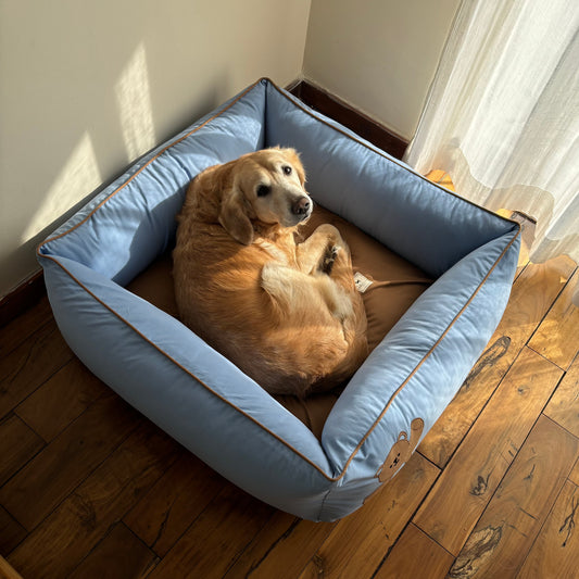 PoochMate Cornflower Blue & Sand Cuddle Bear Dog Bed