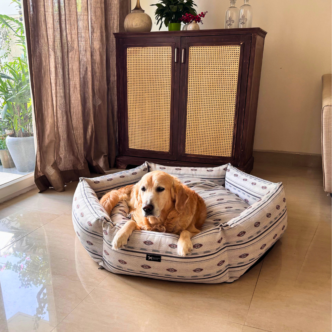 Wood Pretty Dog Beds Jacquard And Cotton Dog Bed With Removable