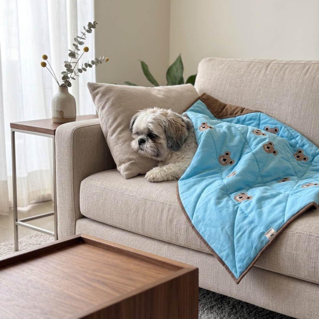 Cotton dog Blanket | Linen dog blanket | Luxury dog blankets online India | best dog blankets online India | Luxury dog blanket | Soft cotton pet blankets