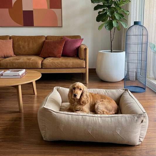 Linen Dog Bed | Large dog bed with removable cover| Dog bed with washable covers | PoochMate Beds