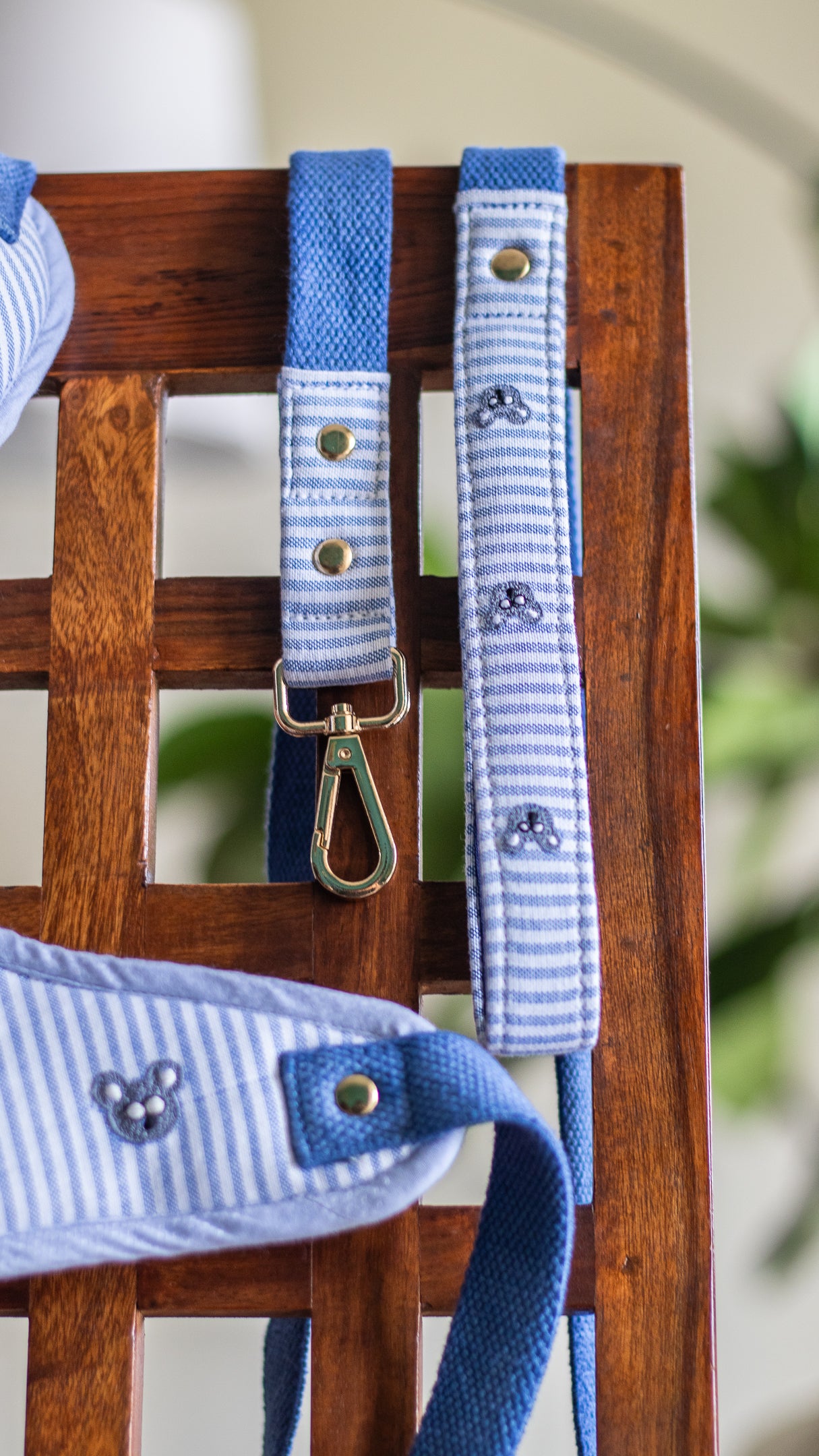 PoochMate Blue Stripe Peanut Koala Dog Harness & Lead Set