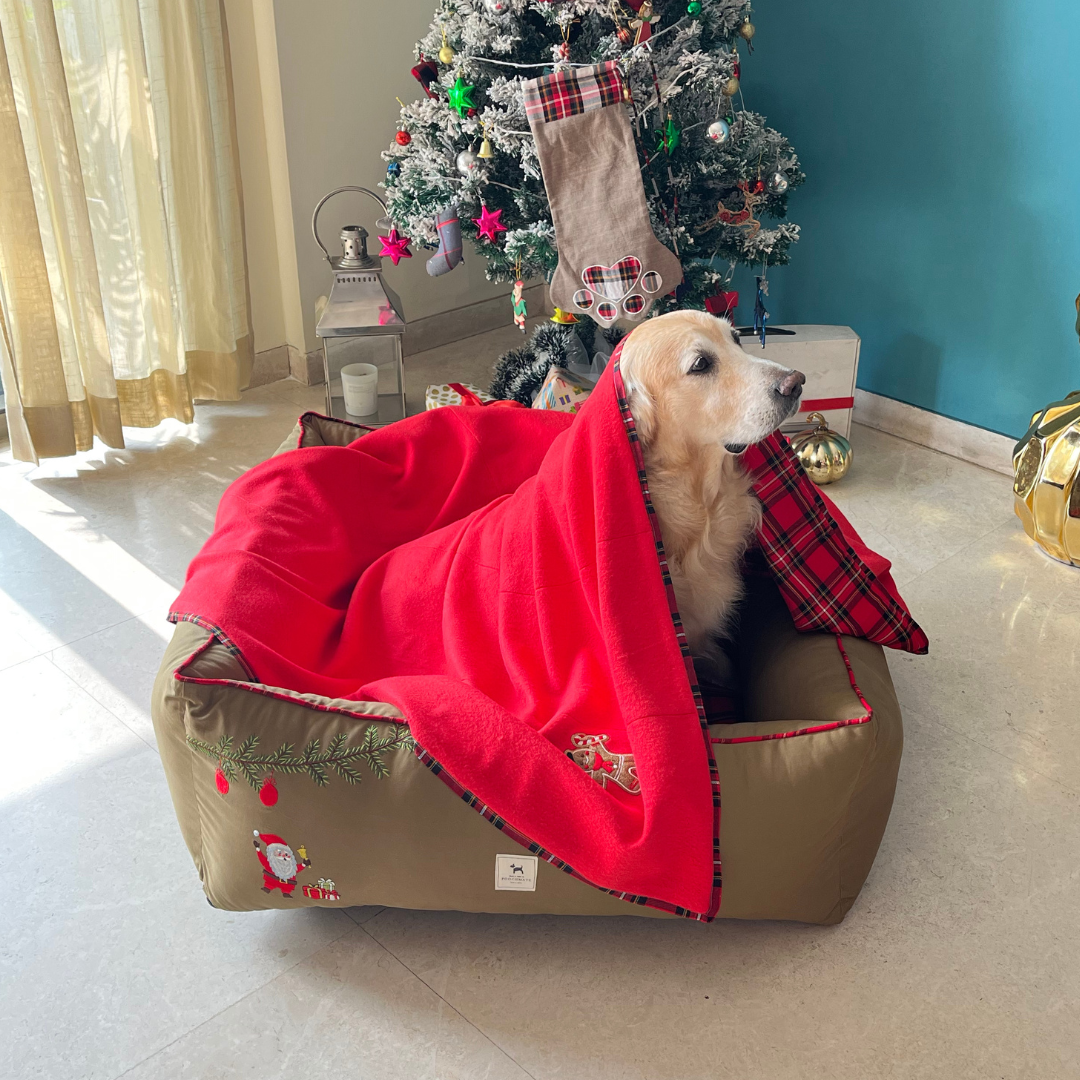 Red Tartan Dog Blanket | Christmas Gifts for Dogs 