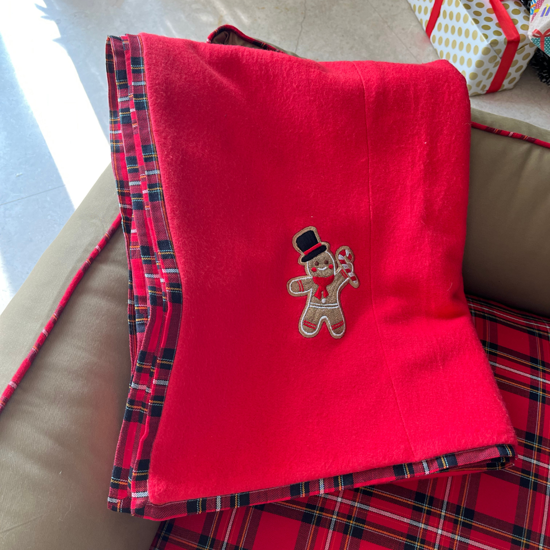Red Fleece Dog Blanket | Christmas Dog Blanket