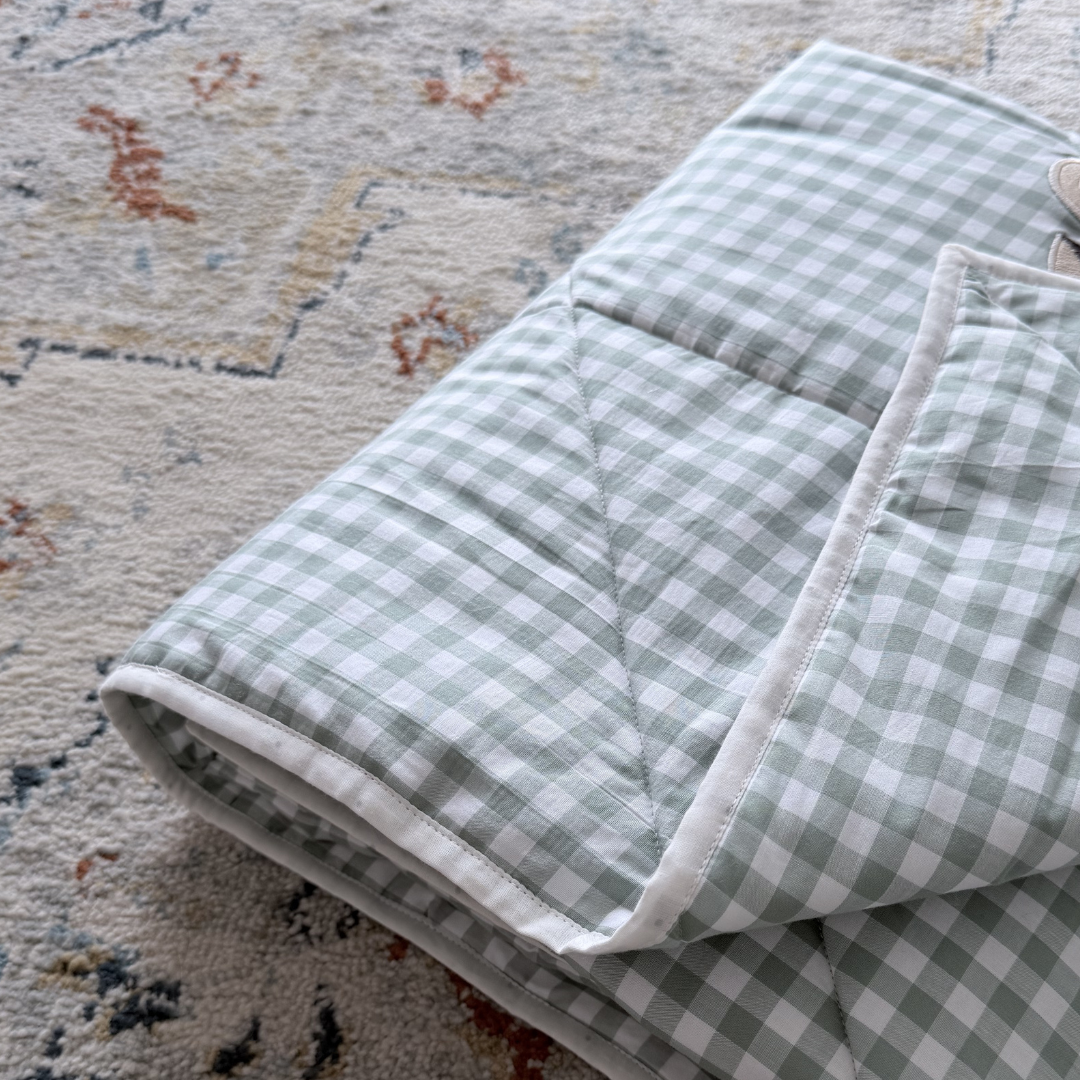 PoochMate Green Checkered Reindeer Dog Blanket