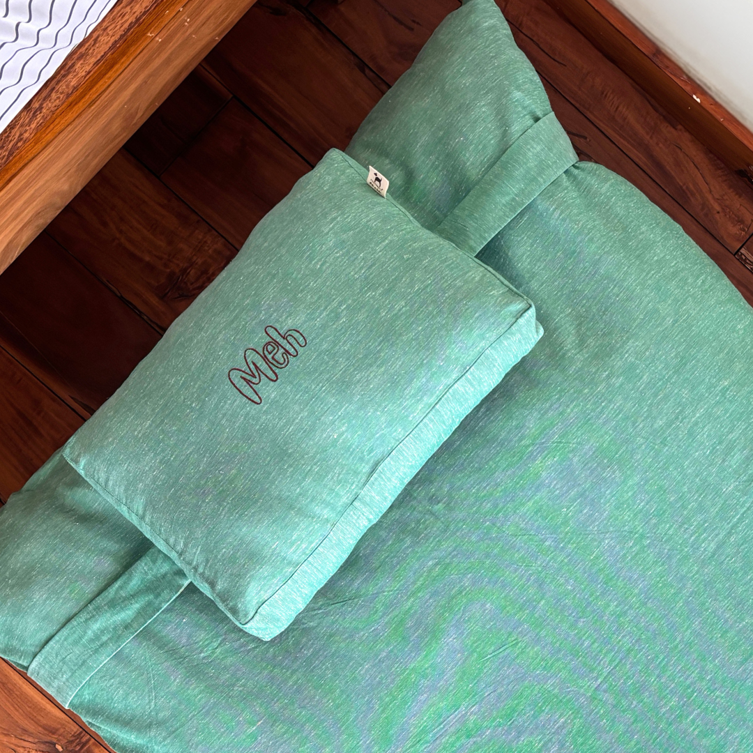 PoochMate Sage Green Cotton Sheep Flat Dog Bed Cover
