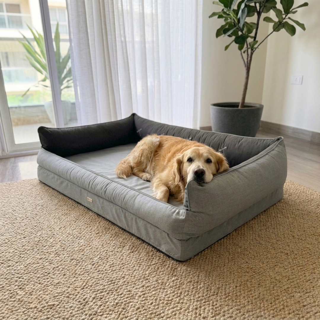 XL Orthopaedic dog beds| Memory foam dog beds| Memory foam dog sofa bed | Memory foam dog bed with raised sides | PoochMate memory Foam Dog bed| best memory foam dog beds India