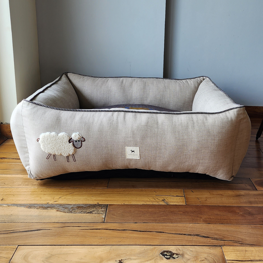 Linen & Cotton Dog Beds | Dog bed with removable covers India