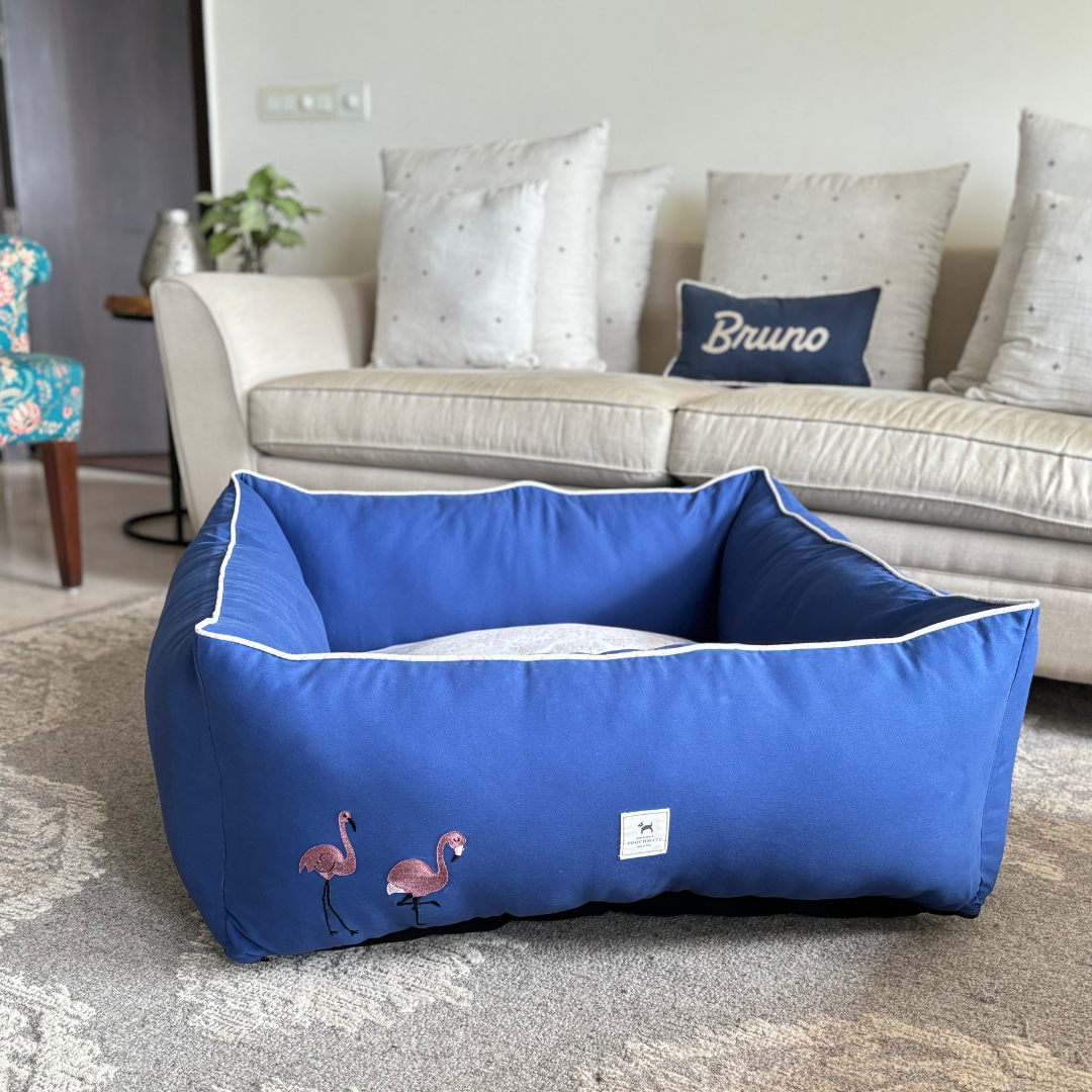 Blue dog bed | Dog bed with washable cover