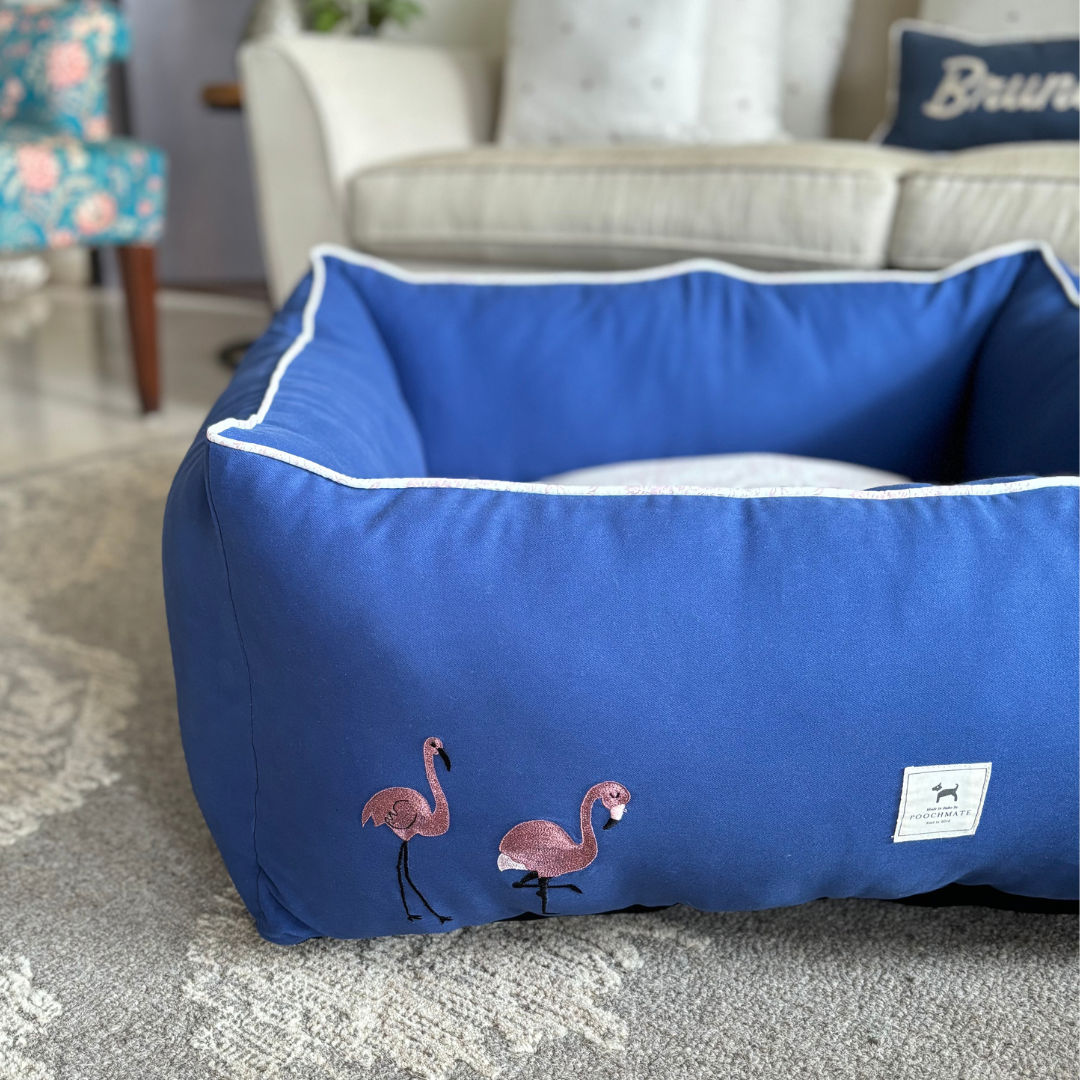 PoochMate Blue Flamingos Dog Bed Cover