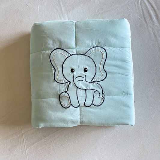 PoochMate OAK 3.0 : Mint & Elephant Print Blanket with Embroidery: Large