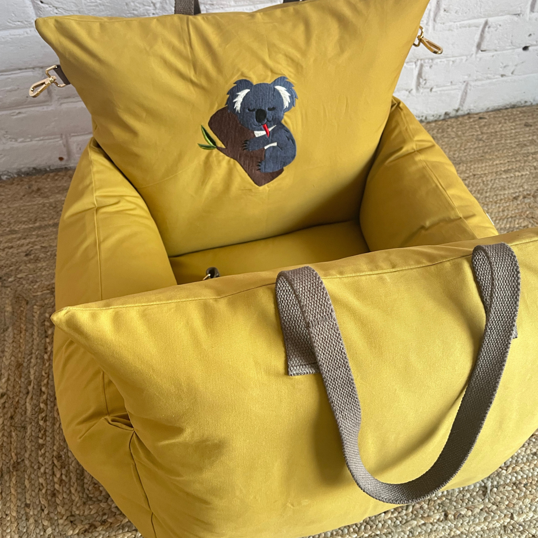 PoochMate OAK 3.0 :  Koala Mustard Travel Dog Bed Mustard Small
