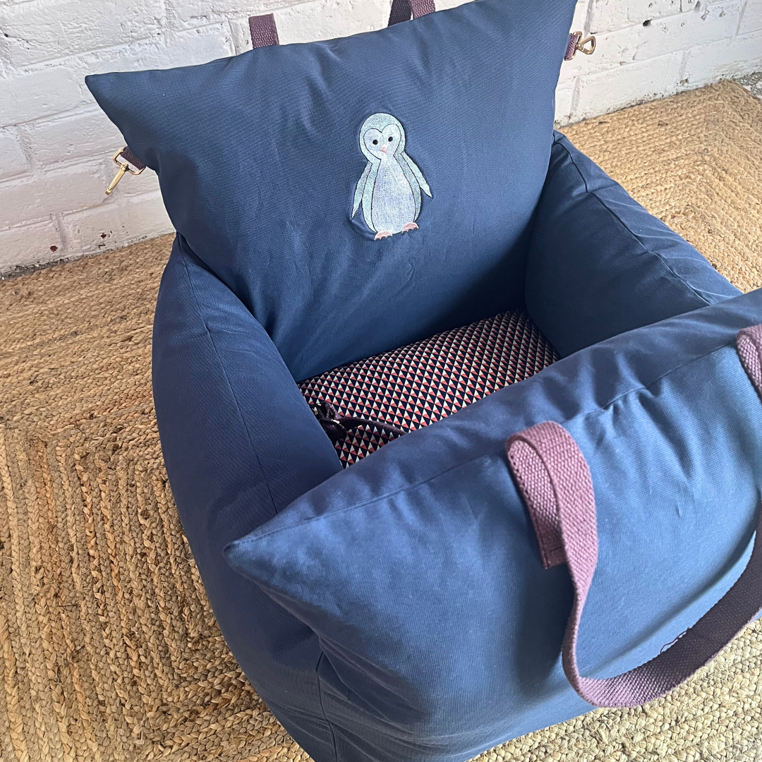 PoochMate OAK 3.0 :  Penguin Blue Travel Dog Bed Small