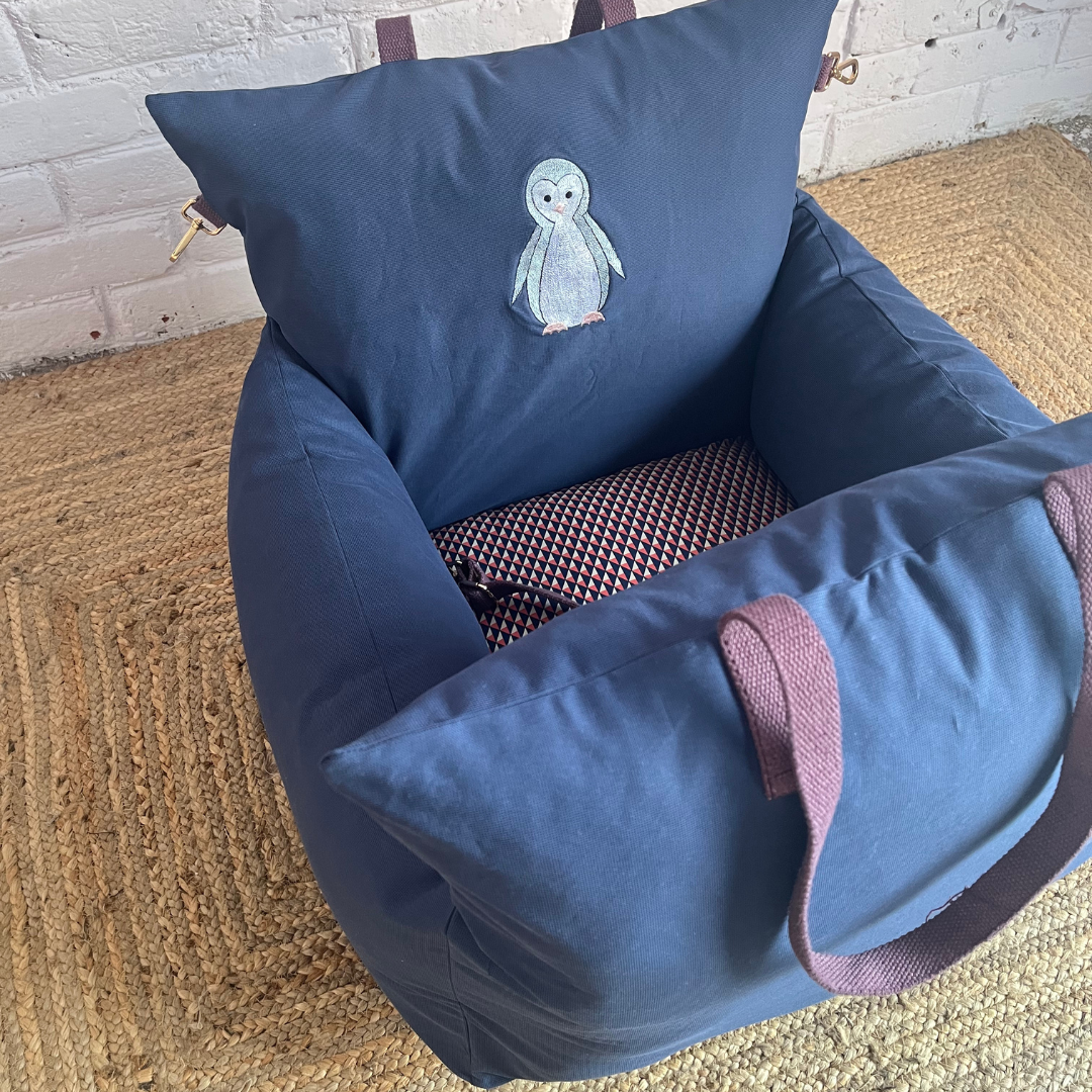 PoochMate OAK 3.0 :  Penguin Blue Travel Dog Bed Small
