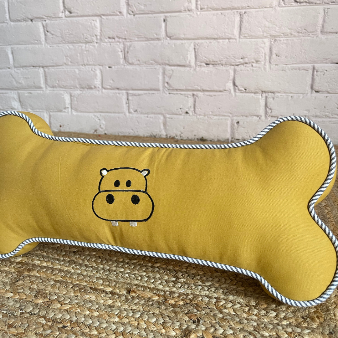 PoochMate OAK 3.0 : Mustard Bone Pillow with Hippo