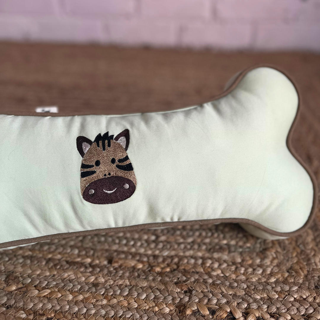 PoochMate OAK 3.0 : Pista Green Bone Pillow with Baby Giraffe