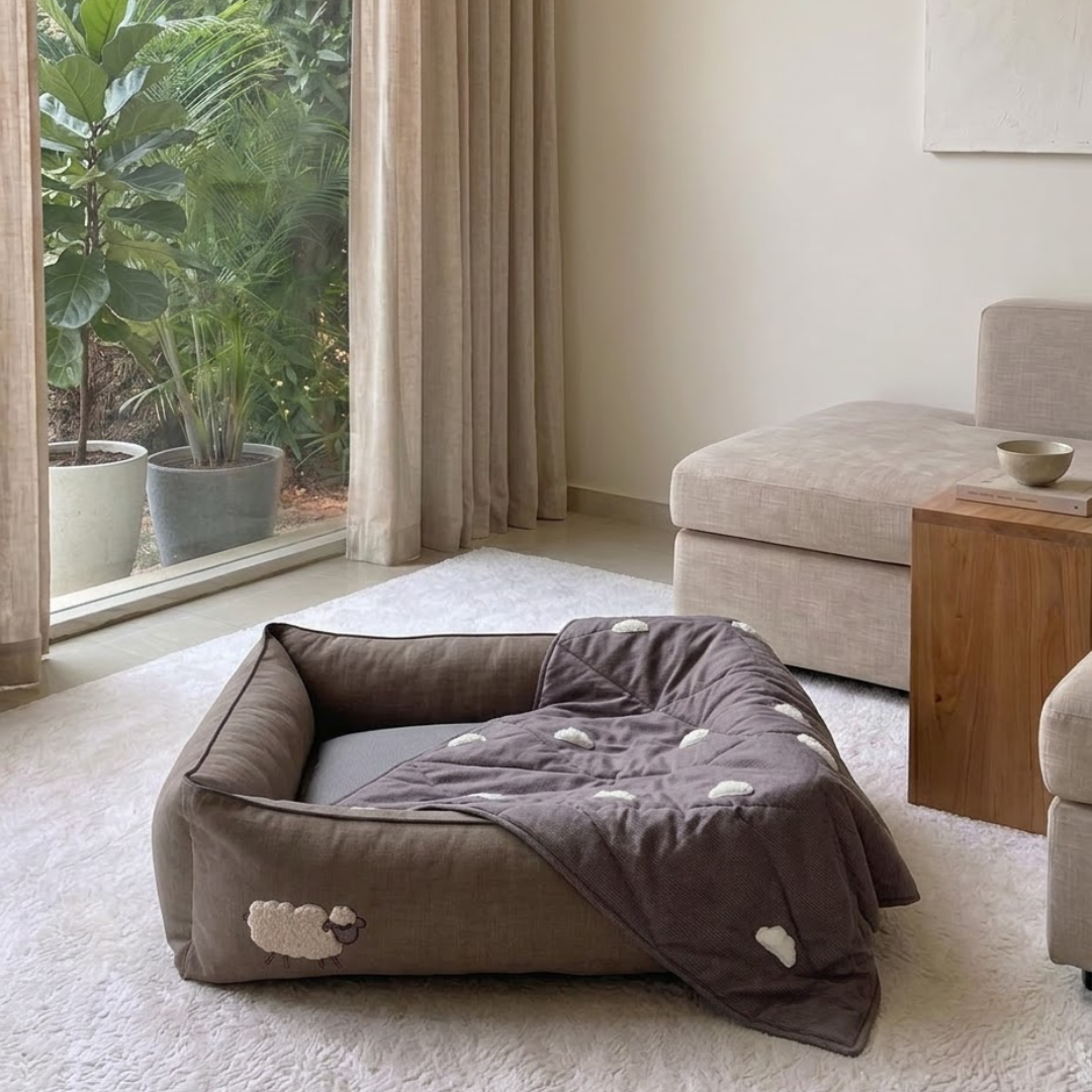 PoochMate Bed and blanket sets| Cotton dog beds | Dog beds with removable covers | Large dog beds