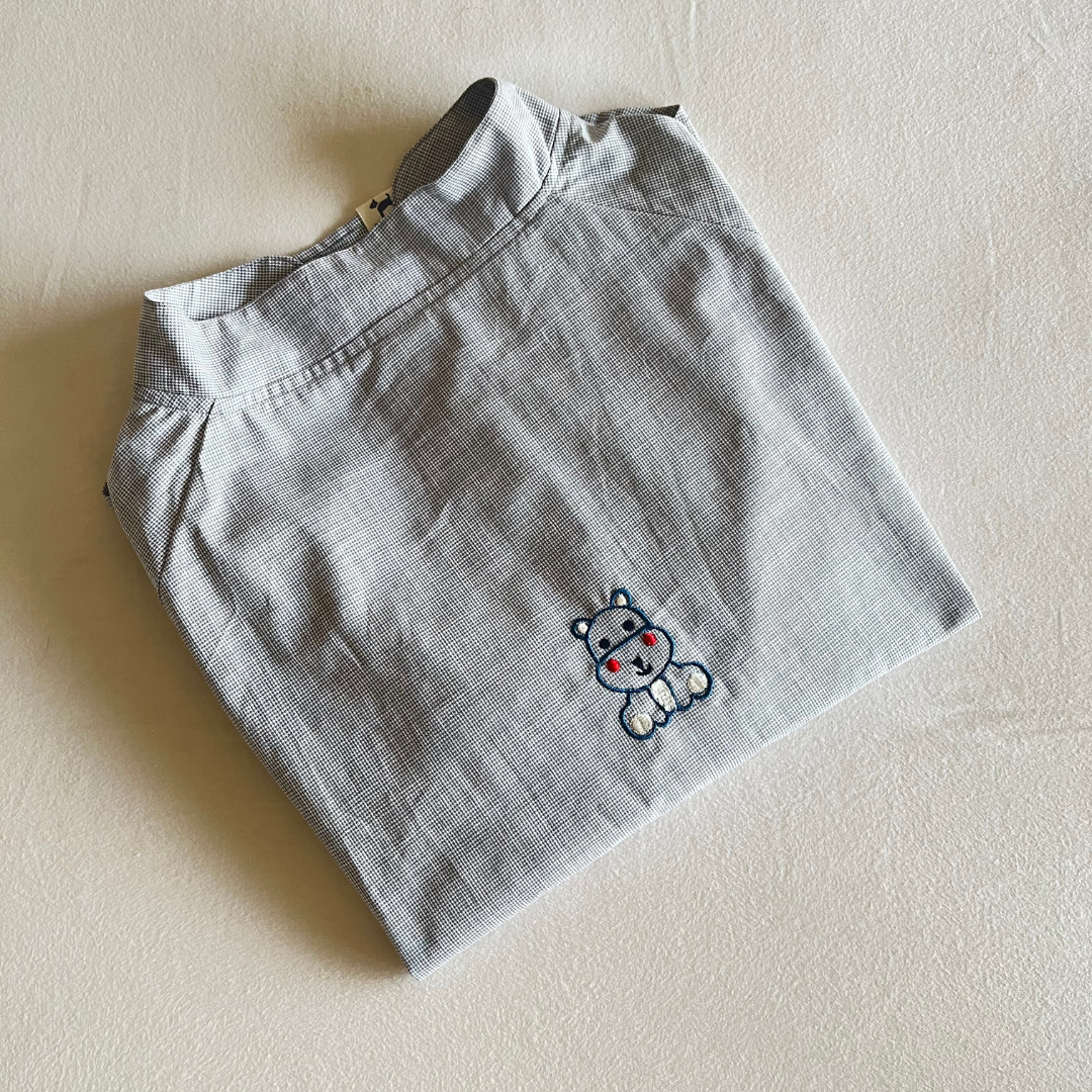 PoochMate OAK 3.0 :  Hippo Grey Checkered Dog Shirt Size 24