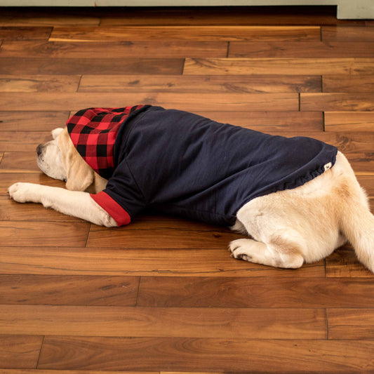 PoochMate Navy & Red Tartan Dog Sweatshirt