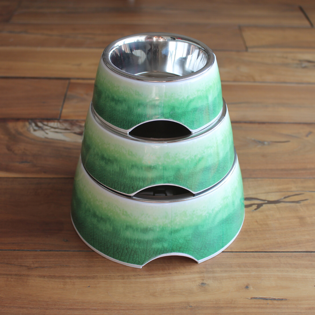 PoochMate Cloudy Melamine Dog Bowl - Green