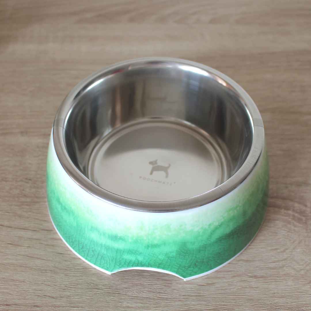 PoochMate Cloudy Melamine Dog Bowl - Green