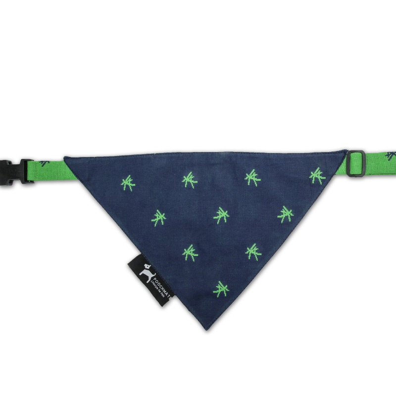 PoochMate Mandarin Bandana - Green & Navy