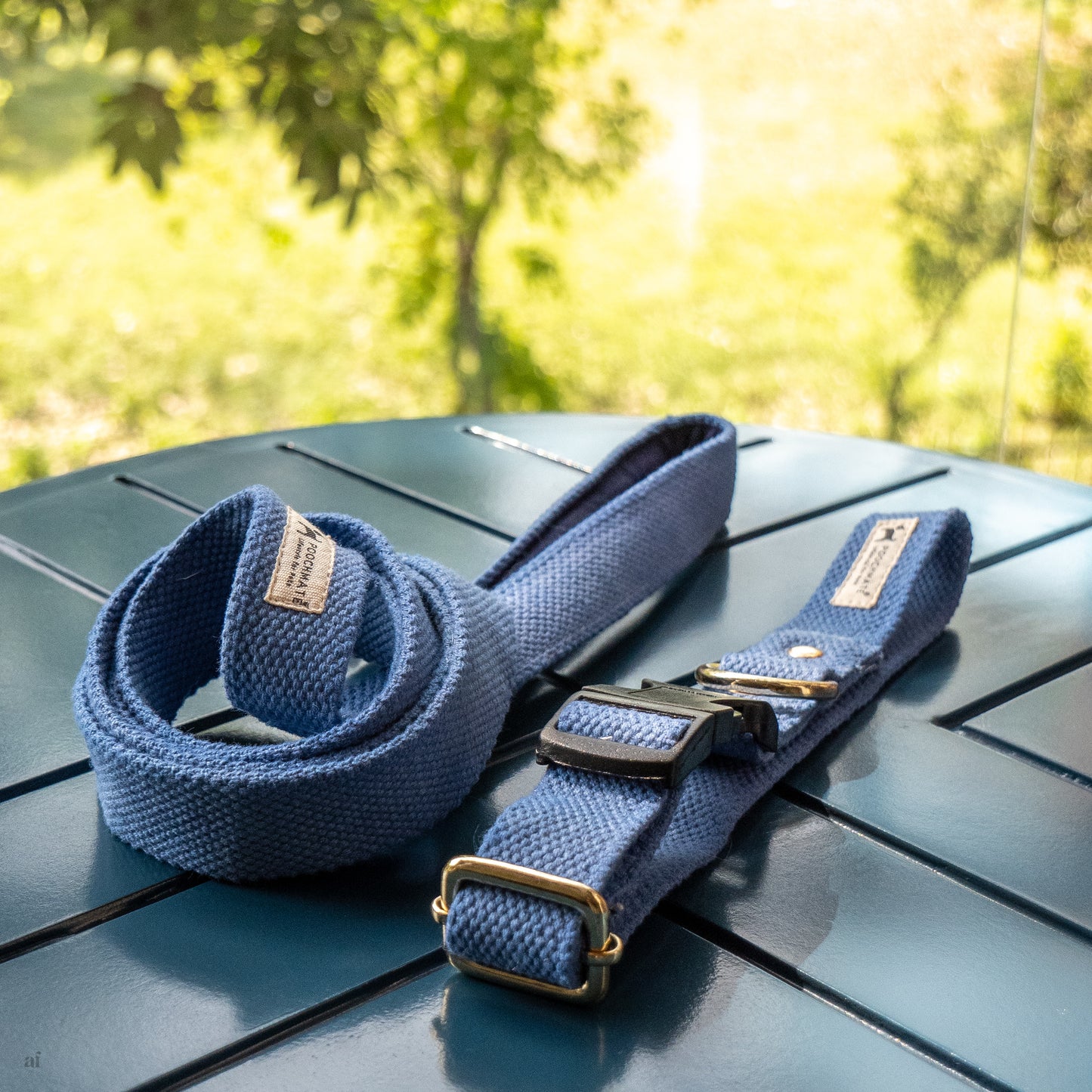 Blue dog collar & leash Set | Cotton dog collars