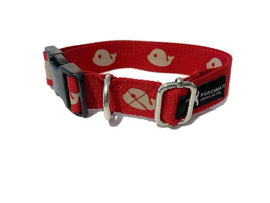 Red Whale Done Cotton Webbing Collar