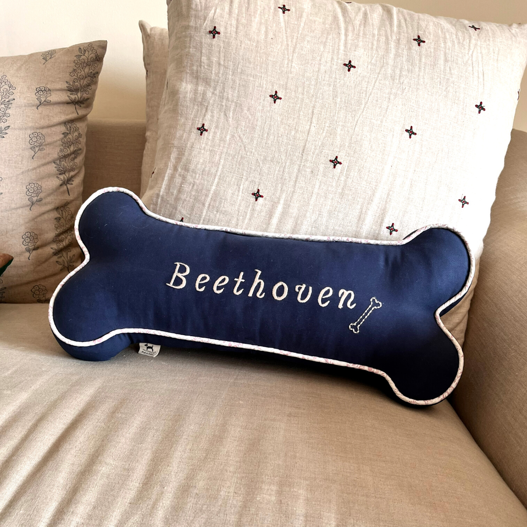 PoochMate Personalized Dog Bone Pillow : Blue