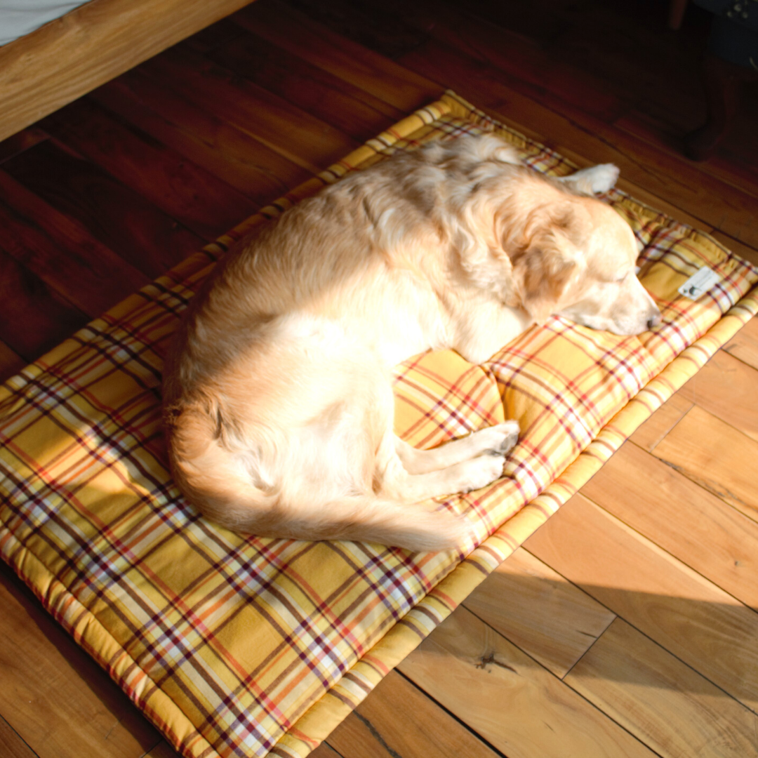 PoochMate Mustard Plaid Dog Mat