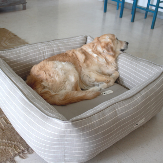 Beige linen dog bed Online India | Dog beds with washable cover online India
